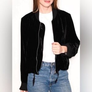 J. Crew Black Velvet Bomber Jacket Medium